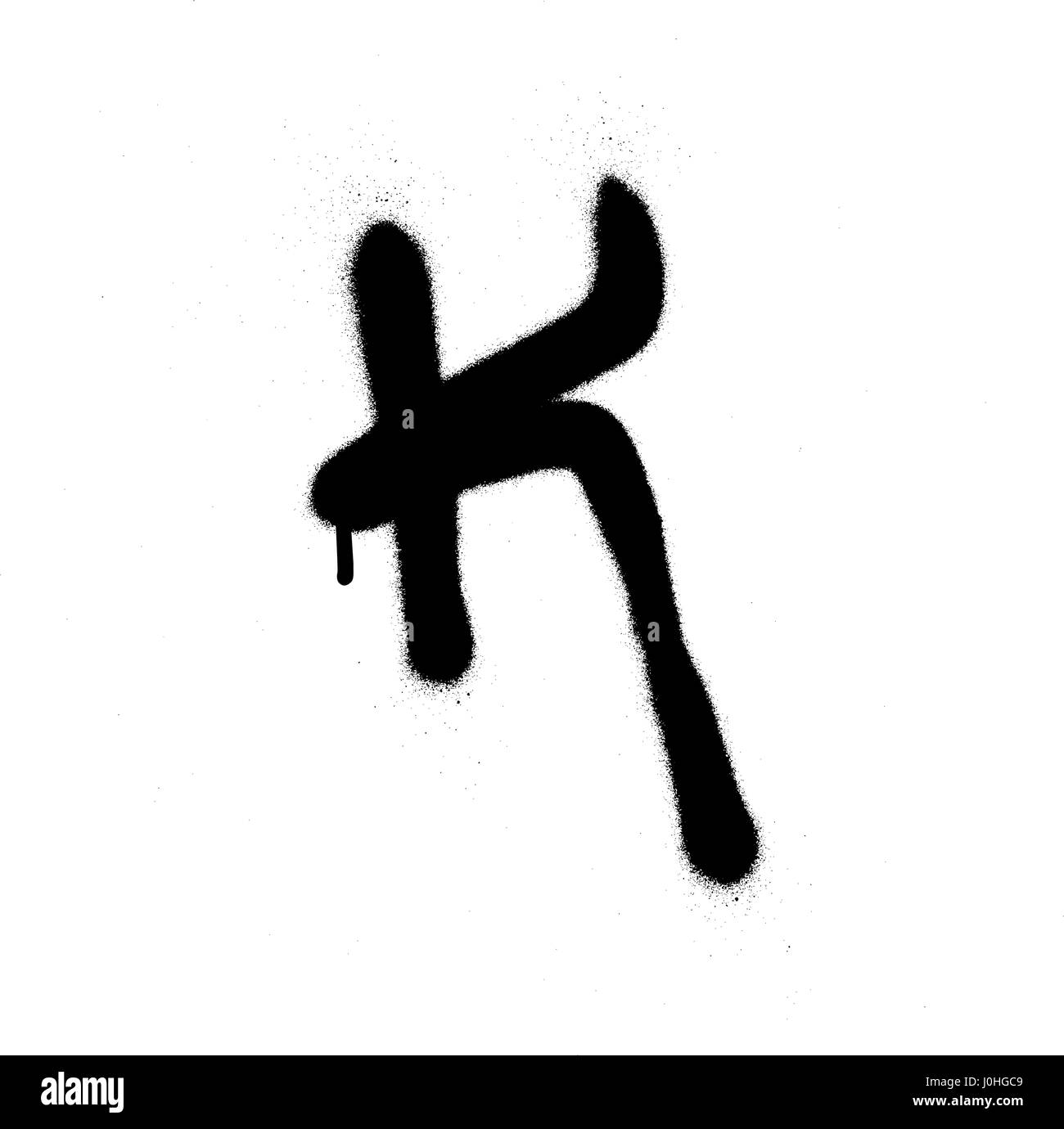 sprayed K font graffiti with leak in black over white Stock Vector