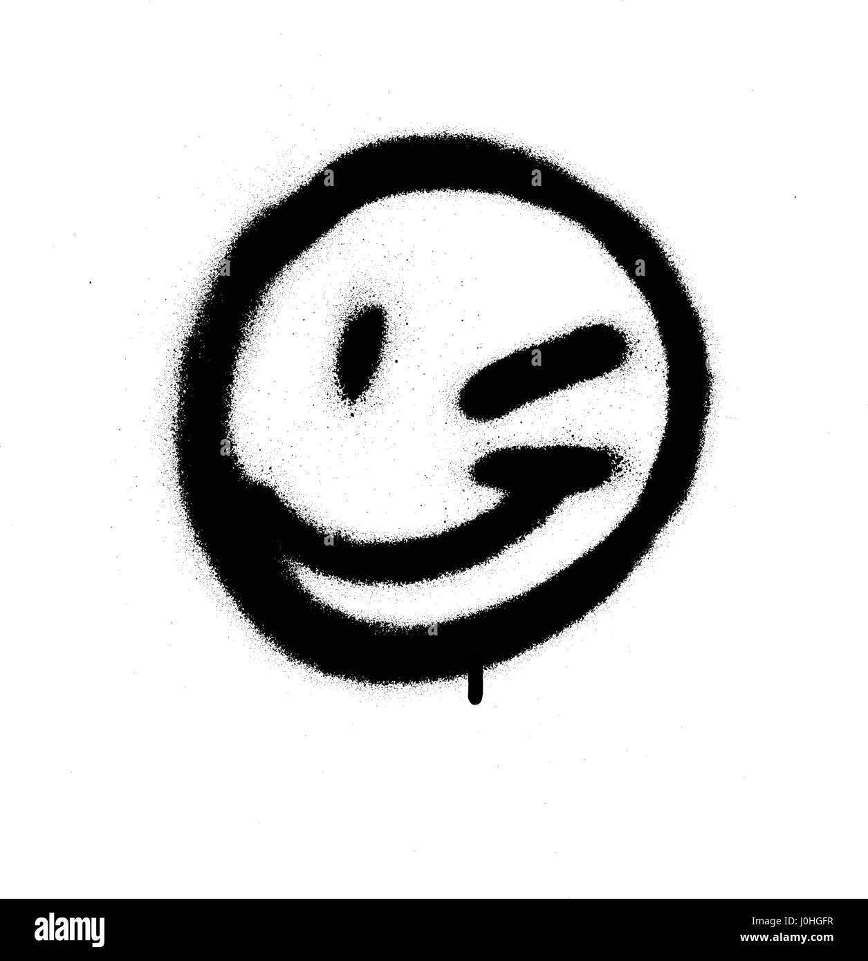 Smile winking face doodle icon. Emoticon in hand drawn style