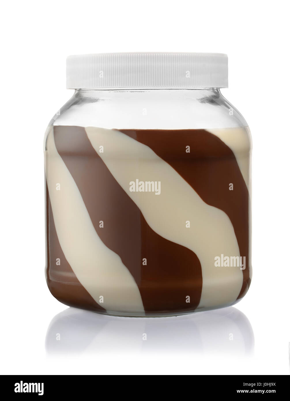 Front view of chocolate spread jar isolated on white Stock Photo