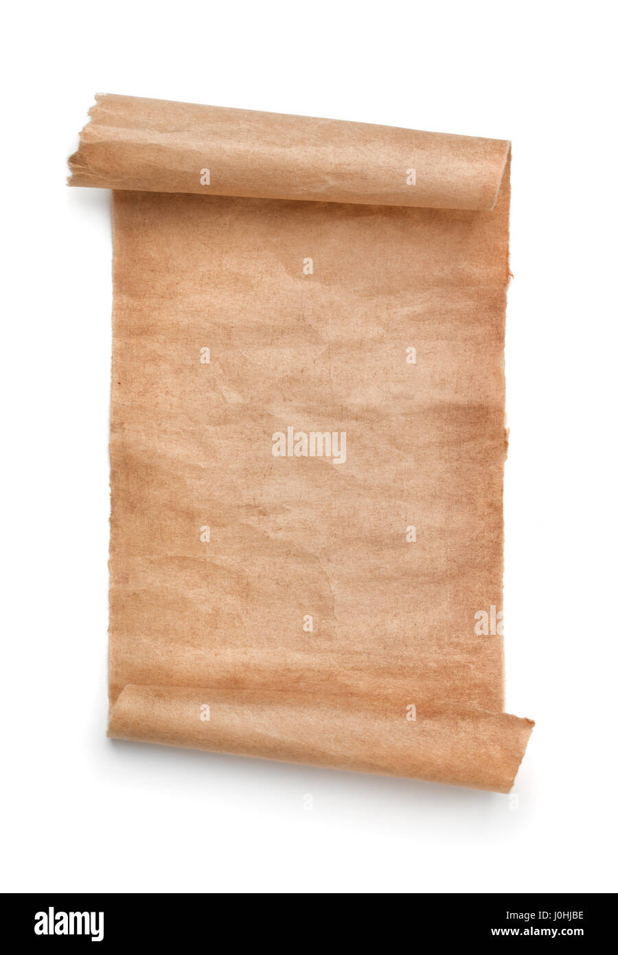 Old blank paper scroll isolated on white Stock Photo