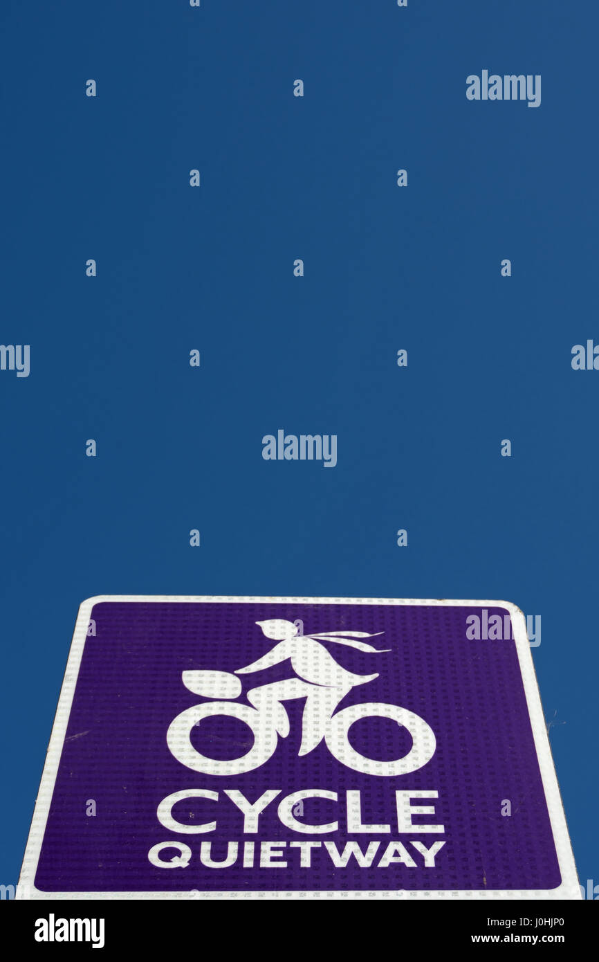 cycle quietway sign, kingston upon thames, surrey, england Stock Photo