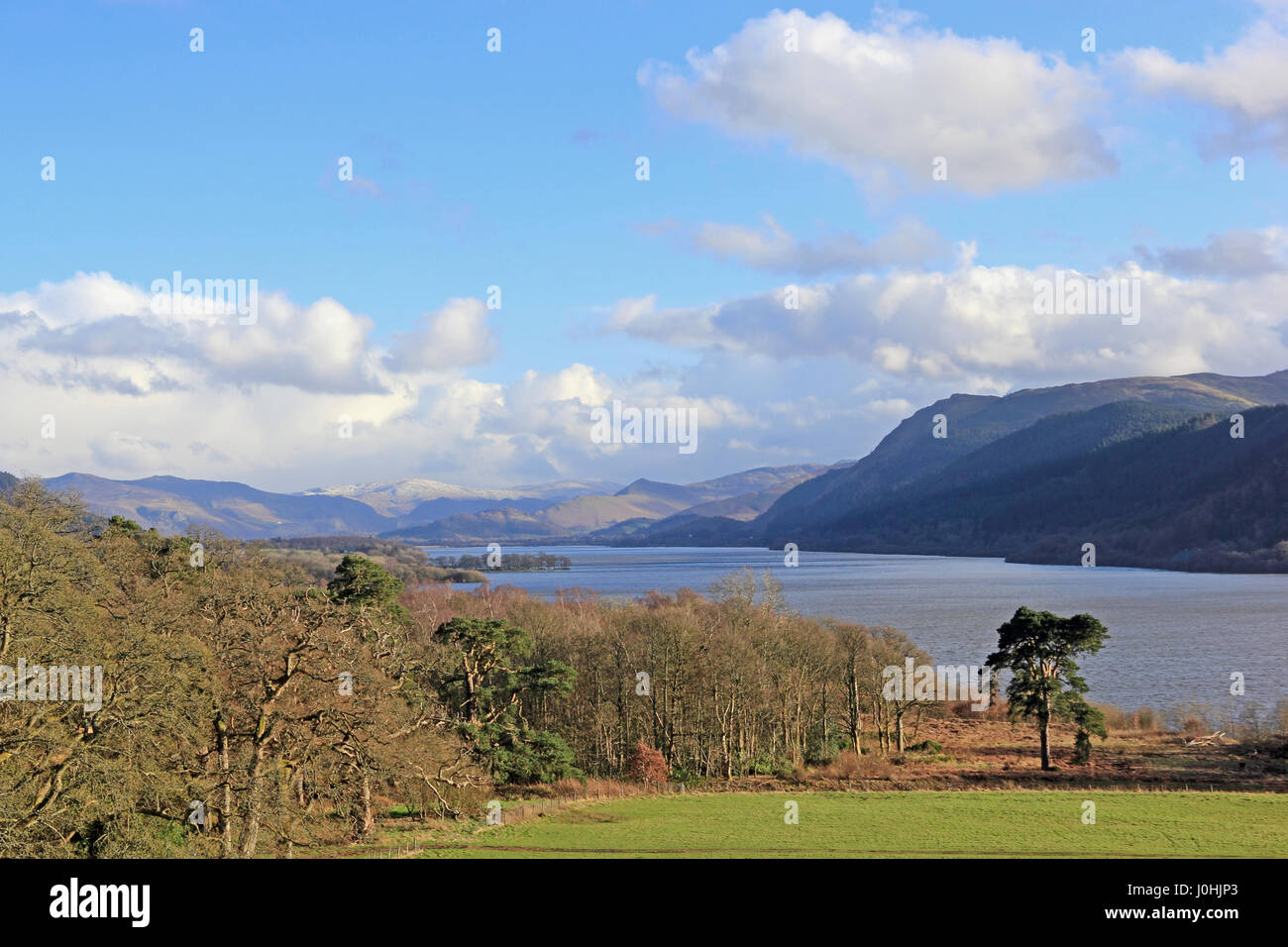 View along Bassenthwaite Lake, looking south Stock Photo