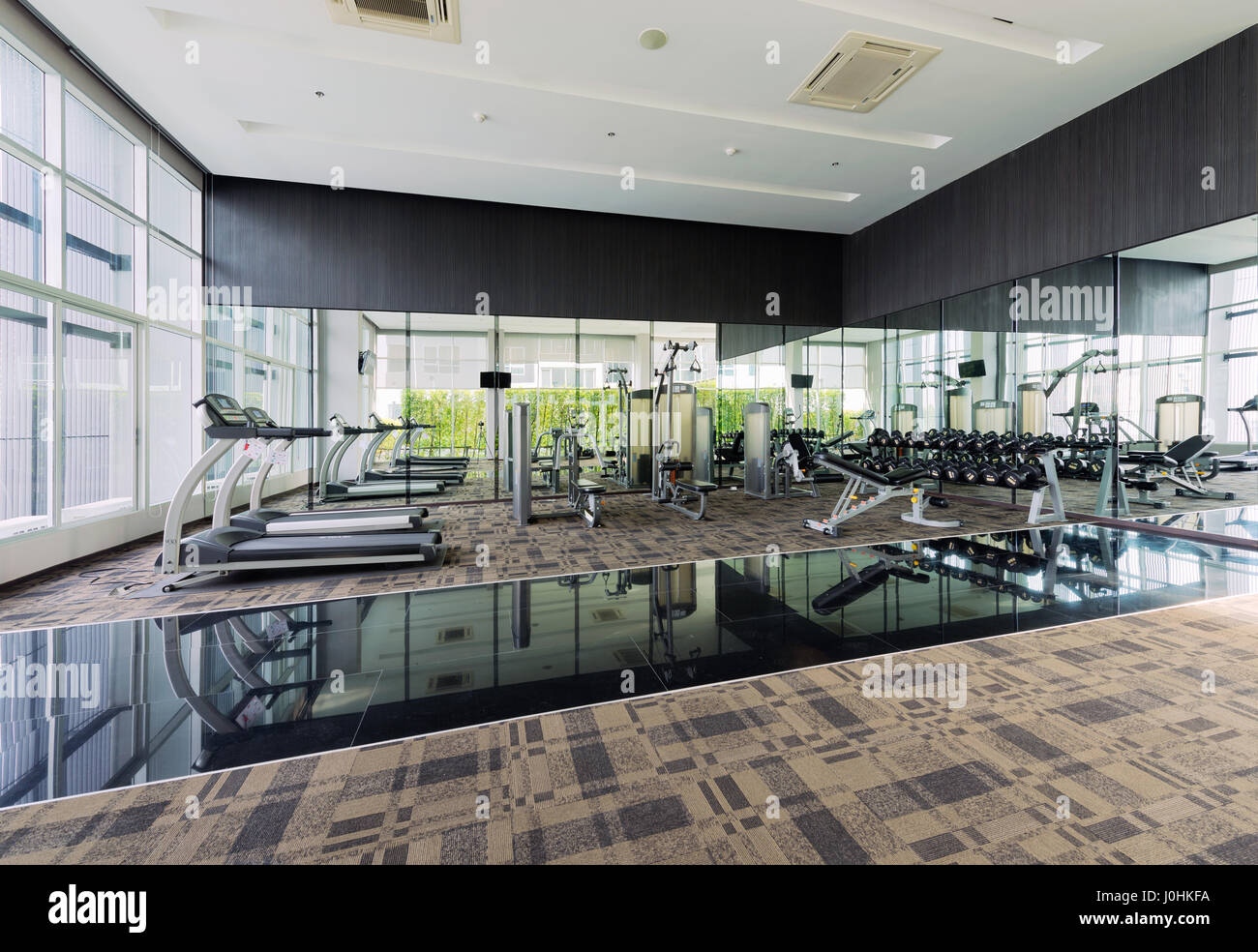 Fitness Center interior design, Gym Stock Photo