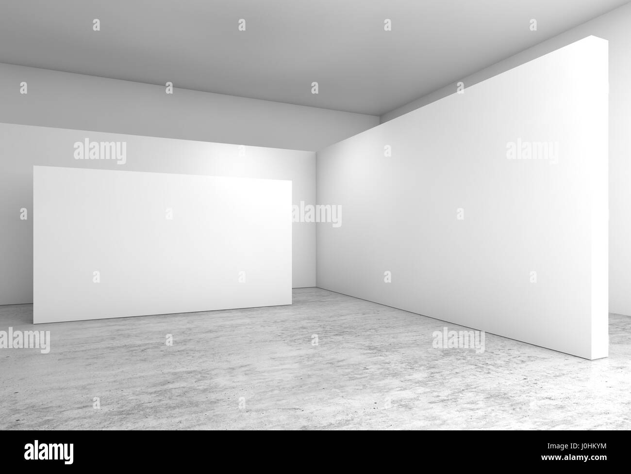 Abstract Empty Interior White Walls Installation On