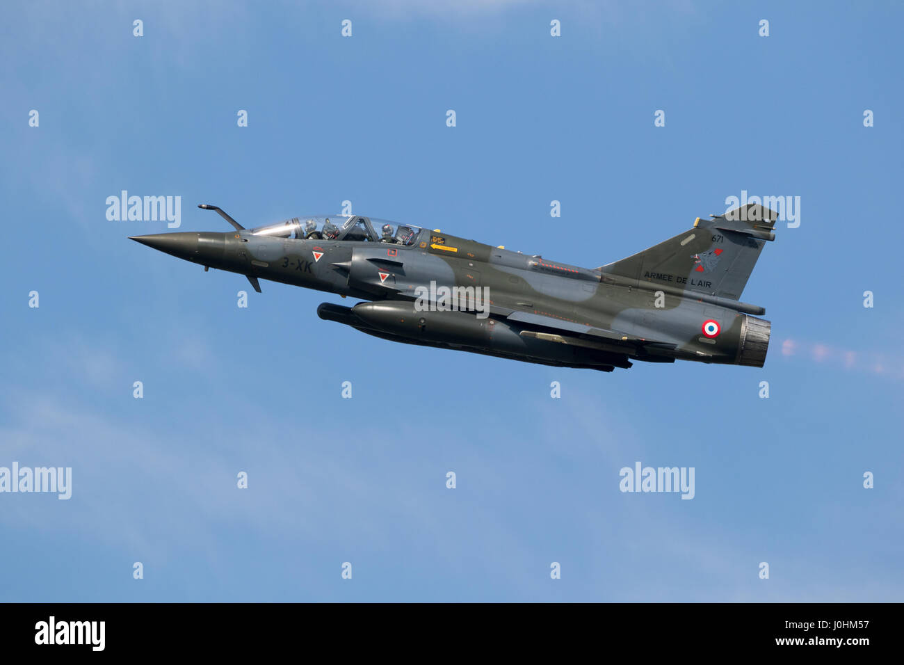 French Air Force Dassault Mirage 2000D fighter jet plane take off Stock Photo