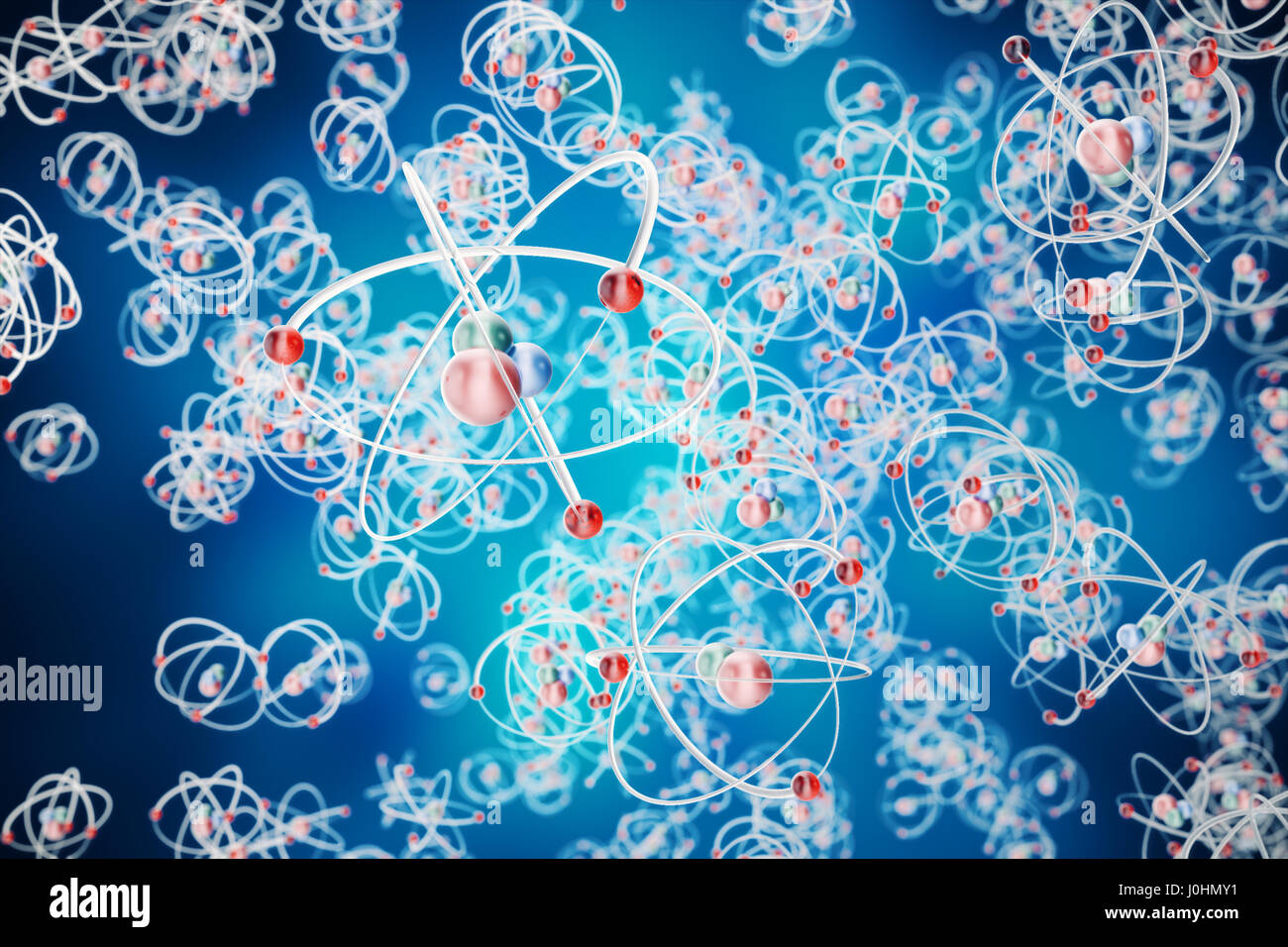 Abstract atom background, digital illustration of atom. Glowing energy ...