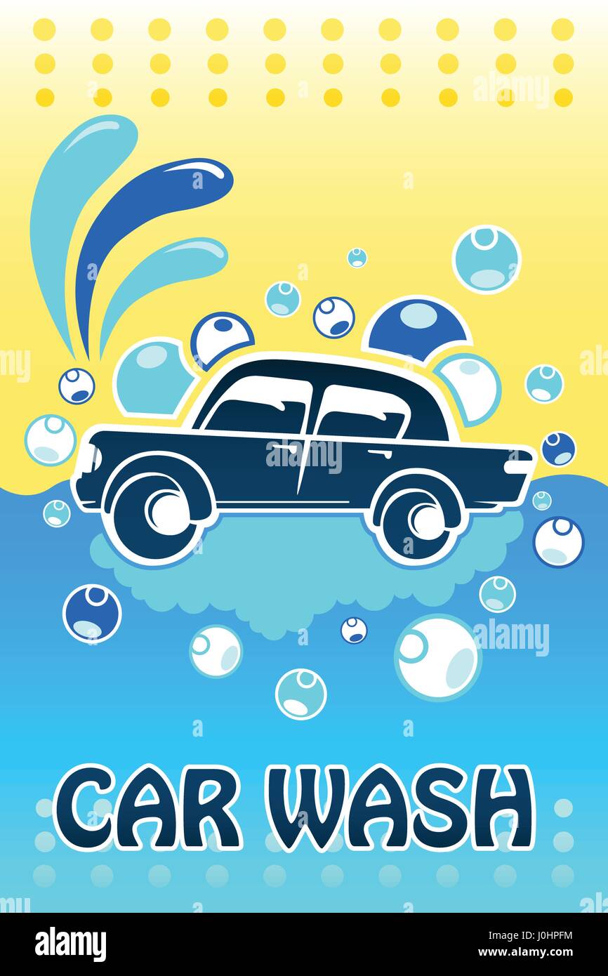 A vector illustration of car wash banner design with copyspace Stock Vector