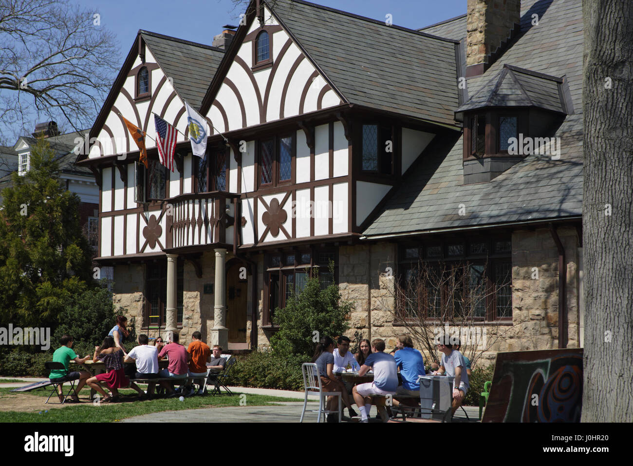 Princeton, NJ, USA - April 11, 2017: Princeton University Campus in spring. The Tiger Inn one of eleven eating clubs at Princeton Stock Photo