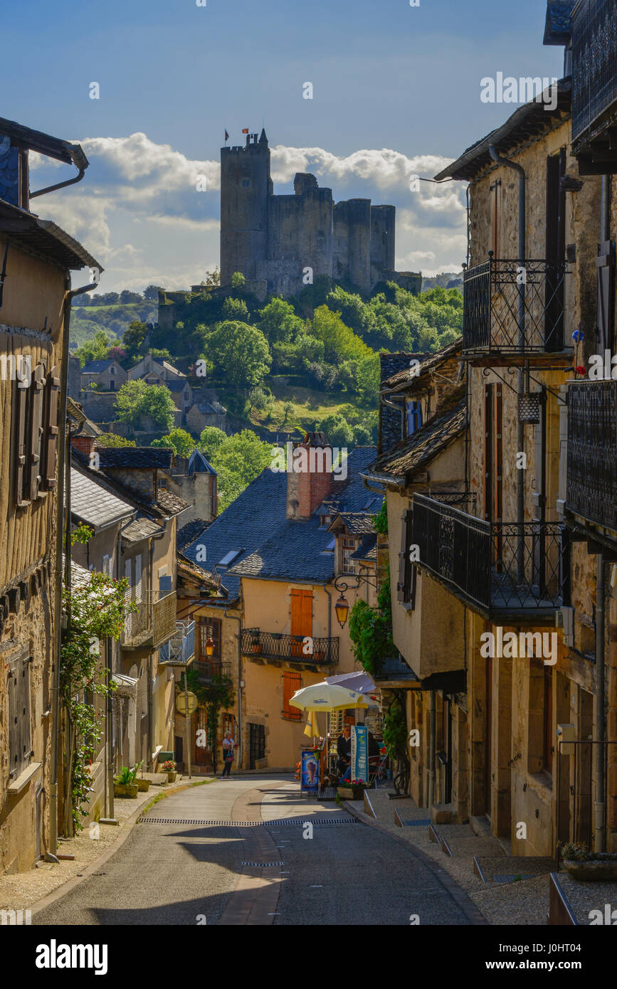 The hilltop village of Najac and its medieval castle, Occitanie, France. Stock Photo