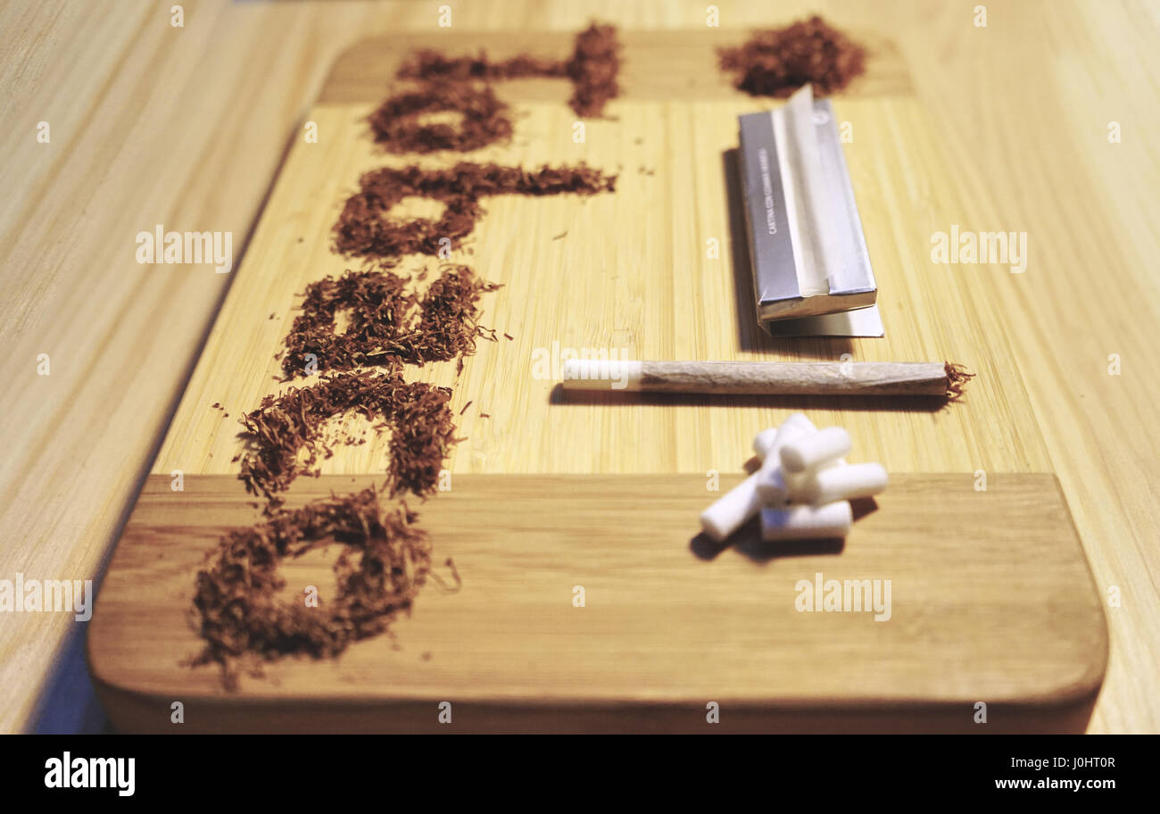Fake Tobaco and Rolling Paper, Filters color Stock Photo