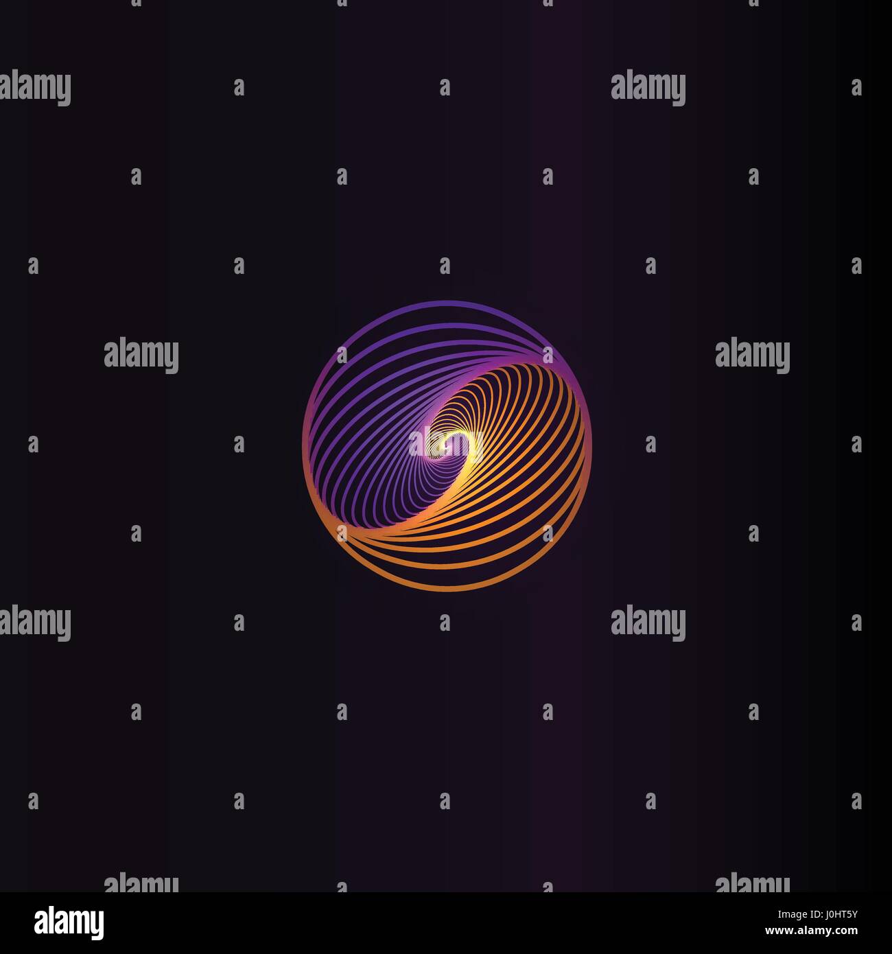 Isolated abstract colorful round shape logo, space element, swirl logotype, planet icon on black background vector illustration Stock Vector