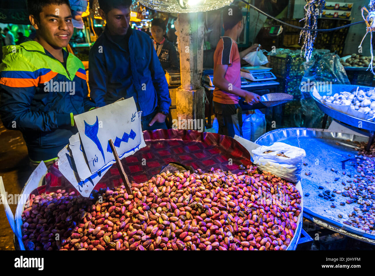 Pistachio nuts for sale small market place in Shiraz city, capital of