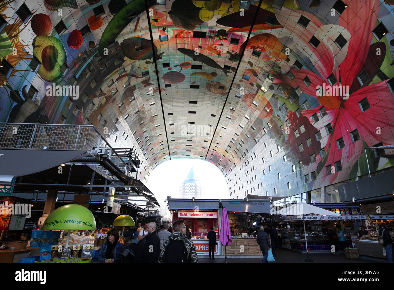 The market hall in Rotterdam, the Netherlands is a mixed usage building with a market hall under