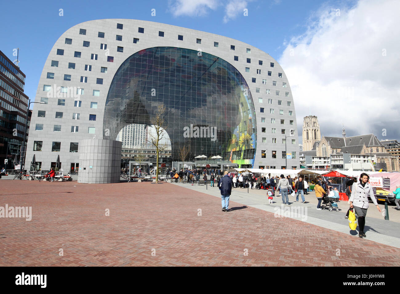 The market hall in Rotterdam, the Netherlands is a mixed usage building with a market hall under