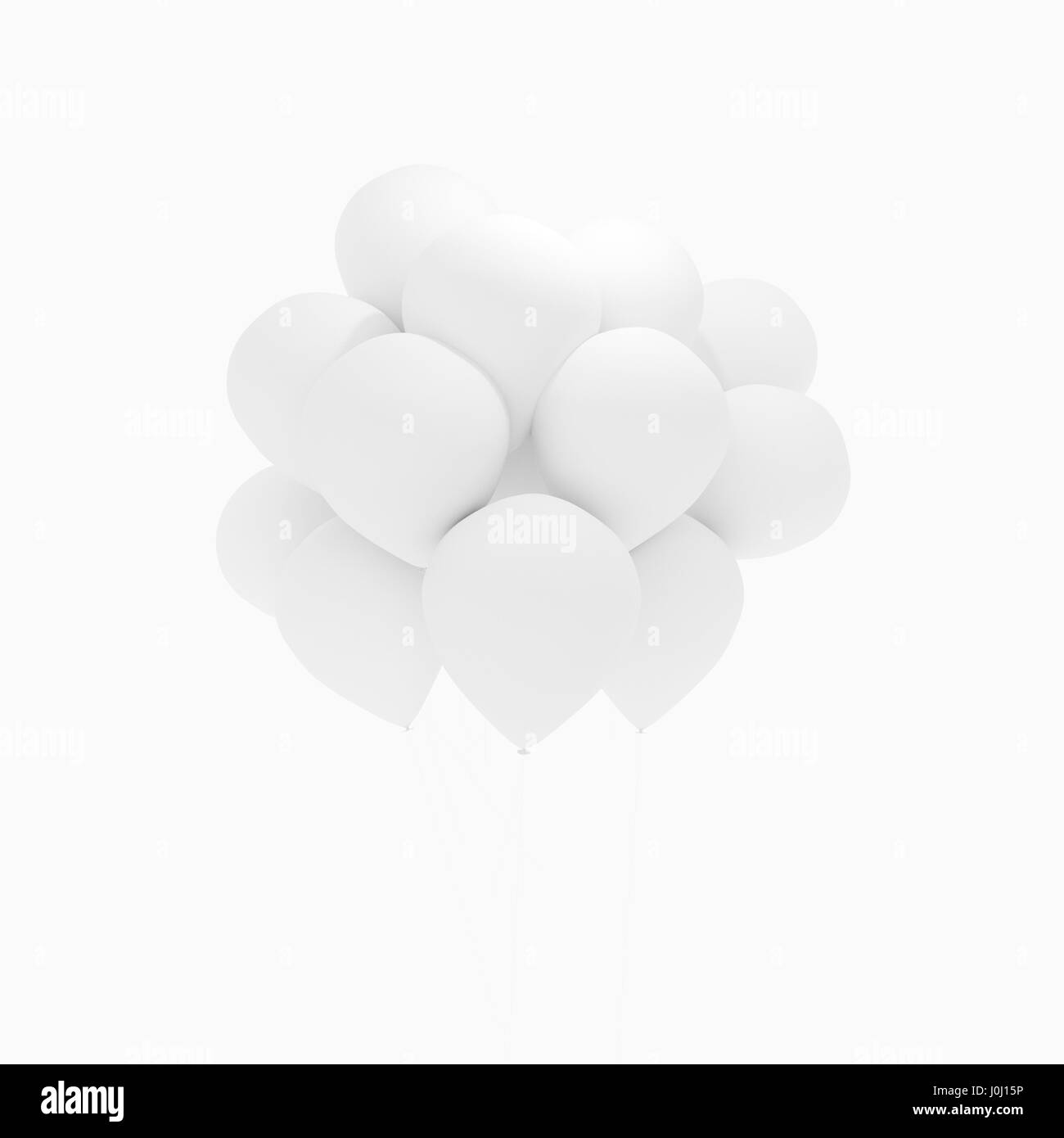 white balloons on isolated white in 3D render image Stock Photo Alamy