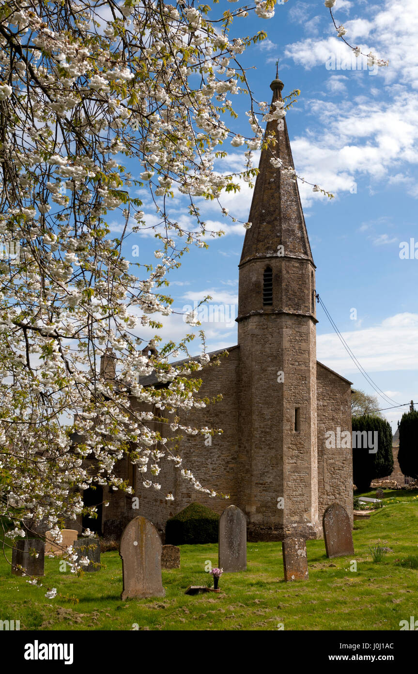 St. John the Baptist Church in spring, Fifield, Oxfordshire, England
