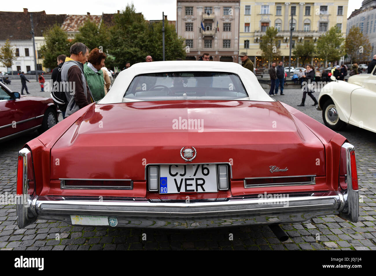 CLUJ-NAPOCA, ROMANIA - OCTOBER 15, 2016: Cadillac Eldorado and other vintage cars exhibited during the Retro Mobile Autumn Parade in the city of Cluj  Stock Photo