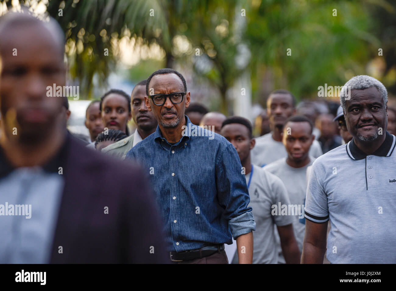 Rwanda, Kigali, on 2017/04/07: official ceremonies for the 23rd commemoration of the 1994 genocide between Hutus and Tutsis, 'Kwibuka 23'. 23 years after the 1994 mass slaughter of Tutsi during which 800000 people were massacred, the Rwandan people gathered to honor the memory of the victims Stock Photo