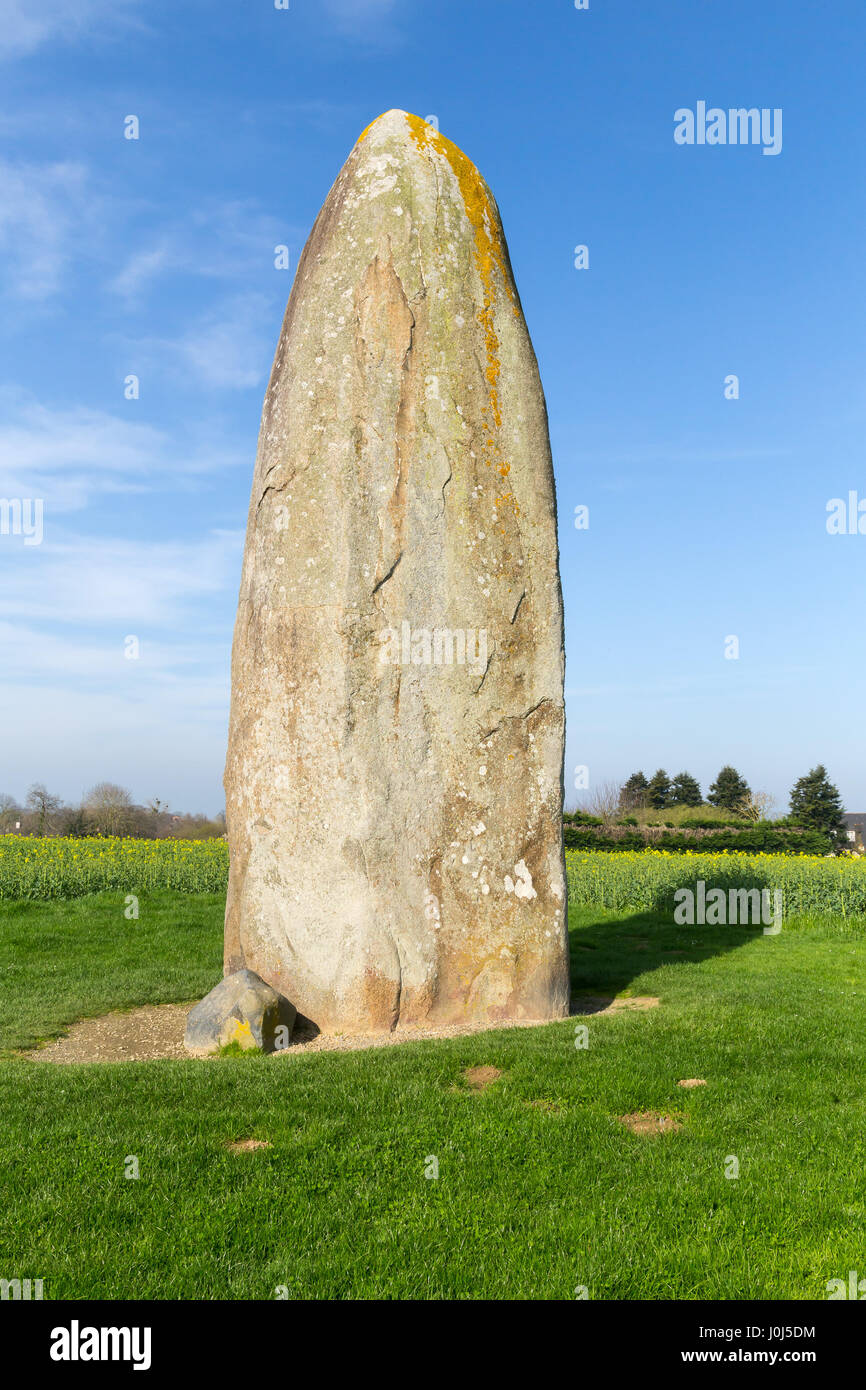 Giant Menhir from Megalithic era, Dol-de-Breton, France. Stock Photo