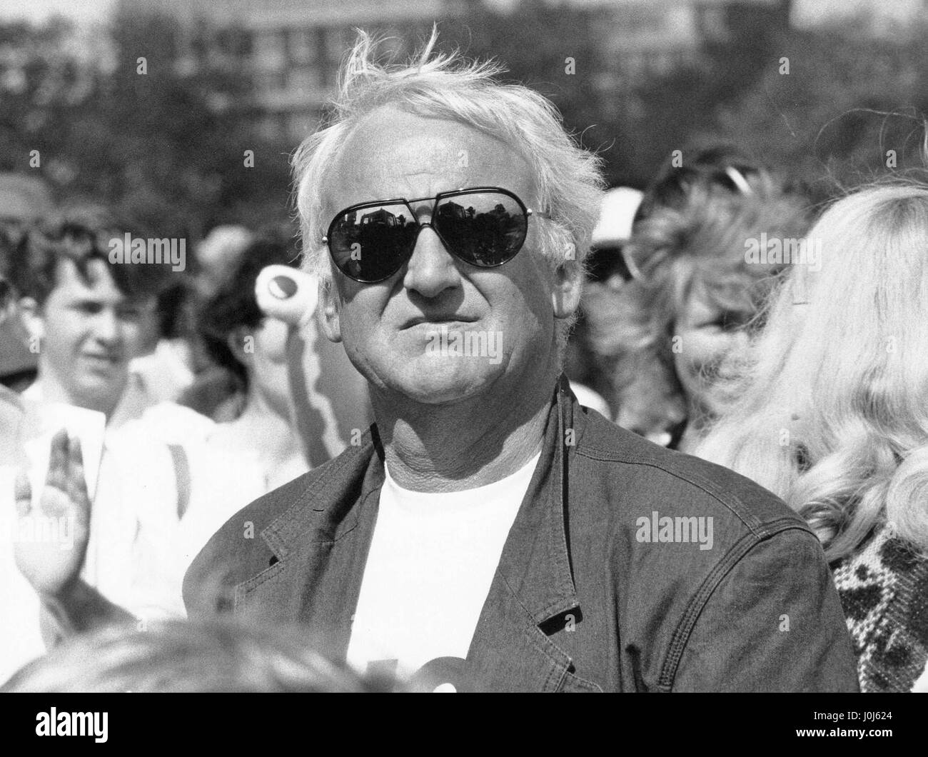 John Thaw, British actor, attends a rally for the Action Against London's Roads campaign in London, England on June 4, 1989. Stock Photo