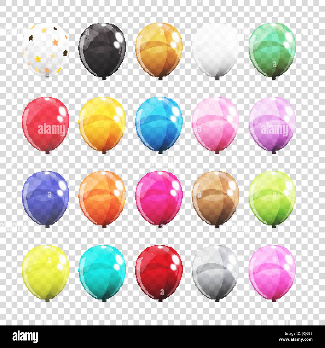 Big Set, Group of Colour Glossy Helium Balloons Isolated on Tran Stock ...