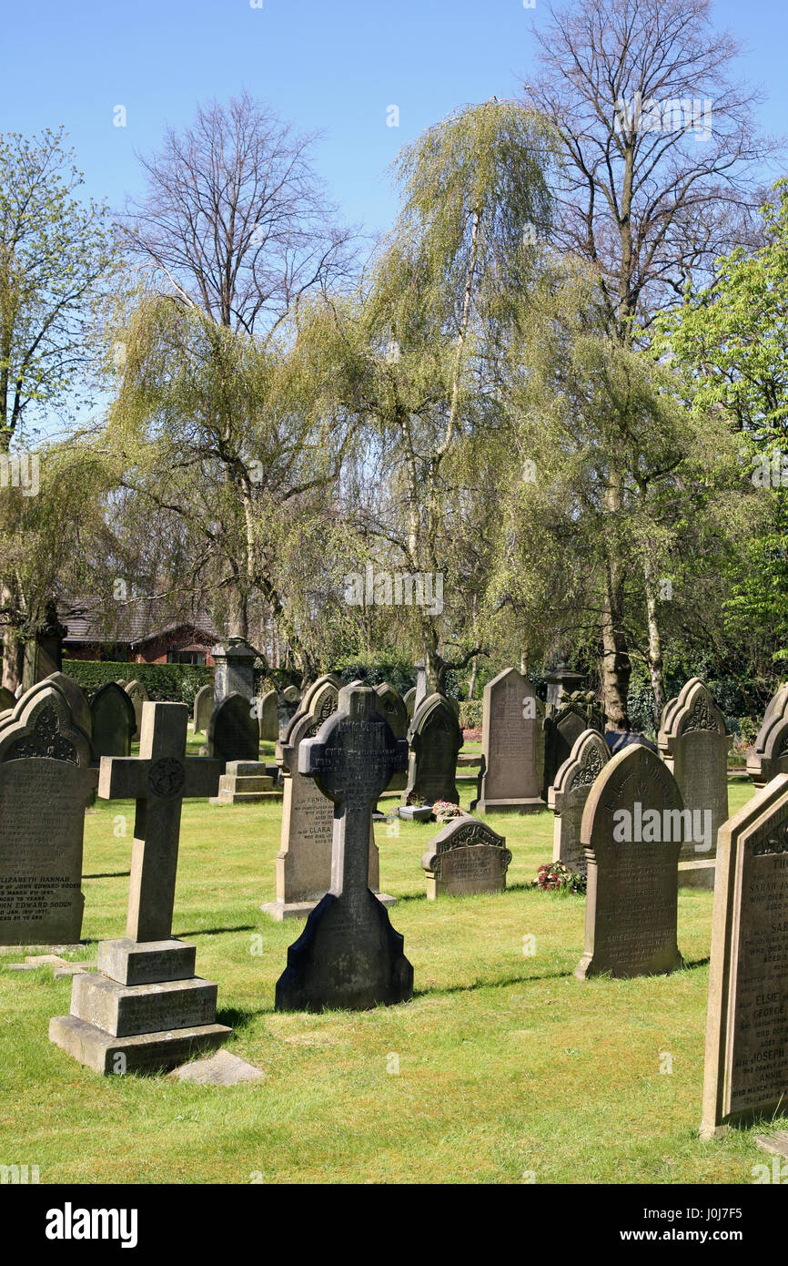 St John the Baptist Churchyard in Heaton Mersey village between Didsbury and Stockport in Greater Manchester Stock Photo