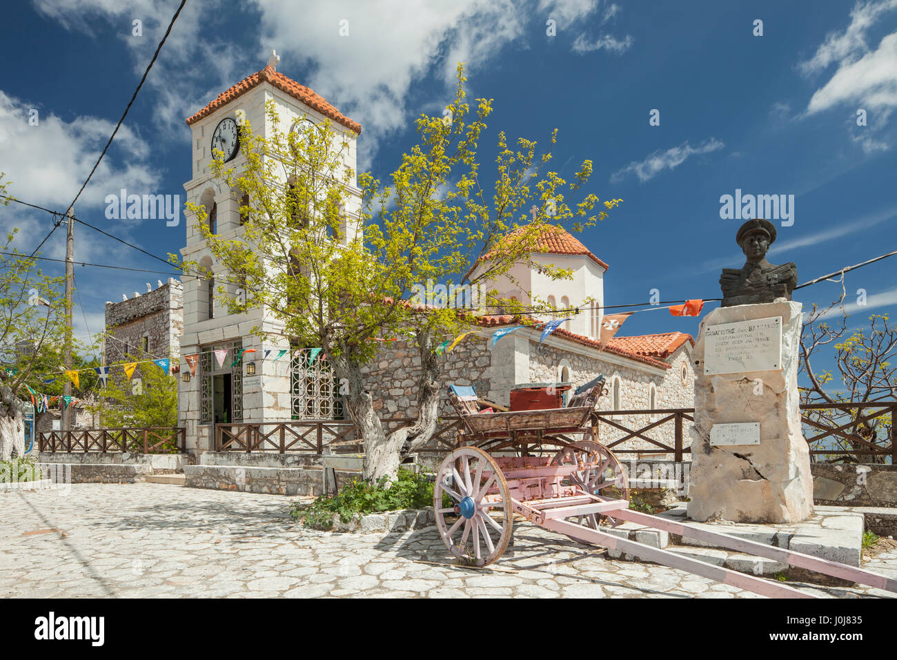 Spring day in Lagia village, Mani Peninsula, Laconia, Peloponnese, Greece. Stock Photo