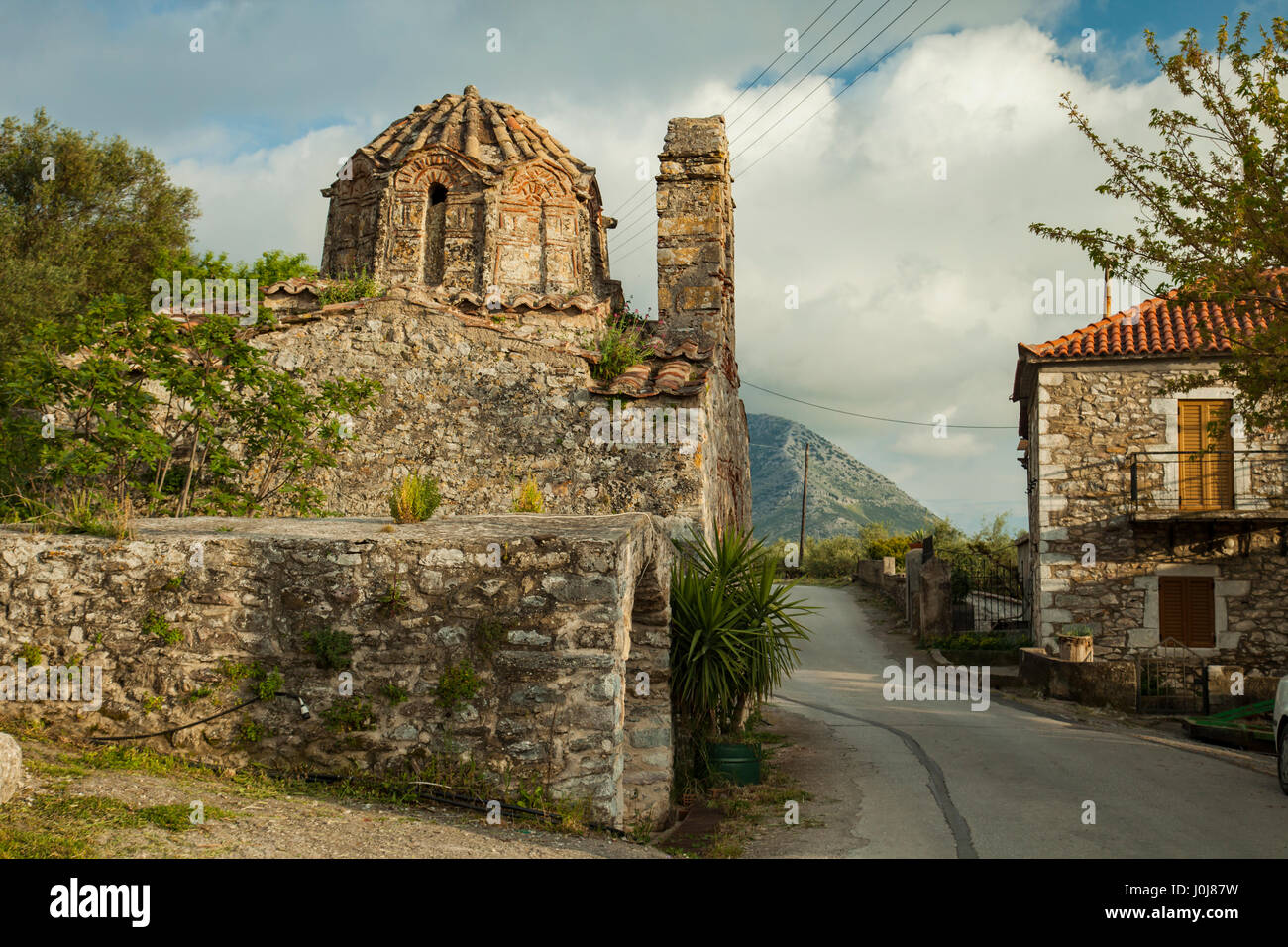 Historic village church in Thalames, Messenia, Greece. Peloponnese Peninsula. Stock Photo
