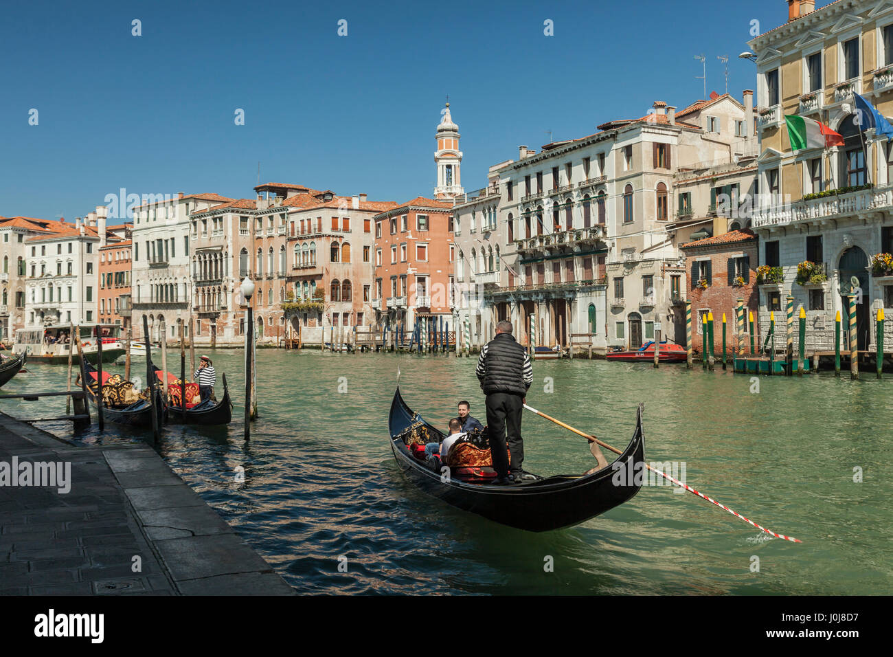 Spring afternoon on Grand Canal in Venice, Italy. Stock Photo