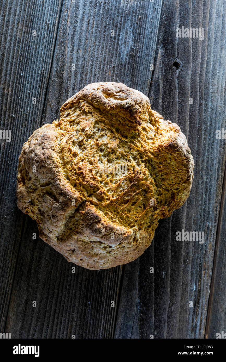 A loaf of Irish Soda Bread made with half wheat and half white flour ...