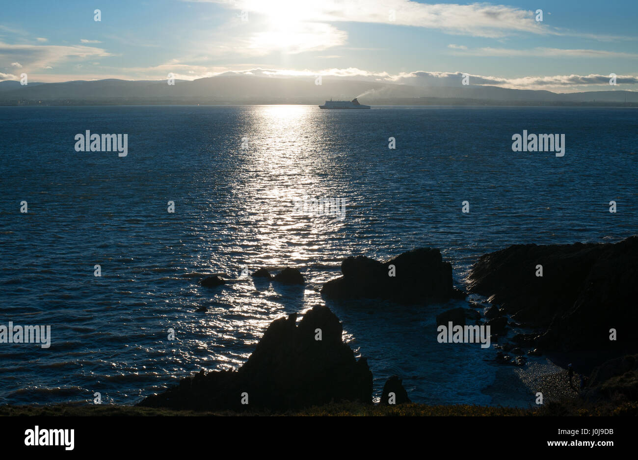 Dublin, Ireland - 10 January, 2016. Beautiful landscape on Irish Sea from Howth peninsula in  Ireland Stock Photo