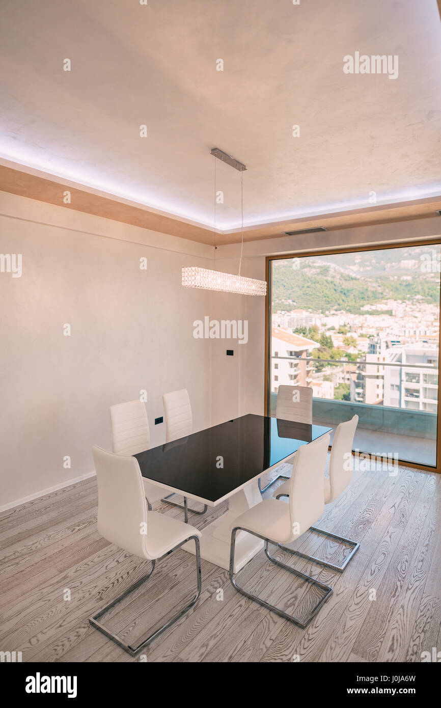 The dining table in the apartment. Table for lunch in the living room