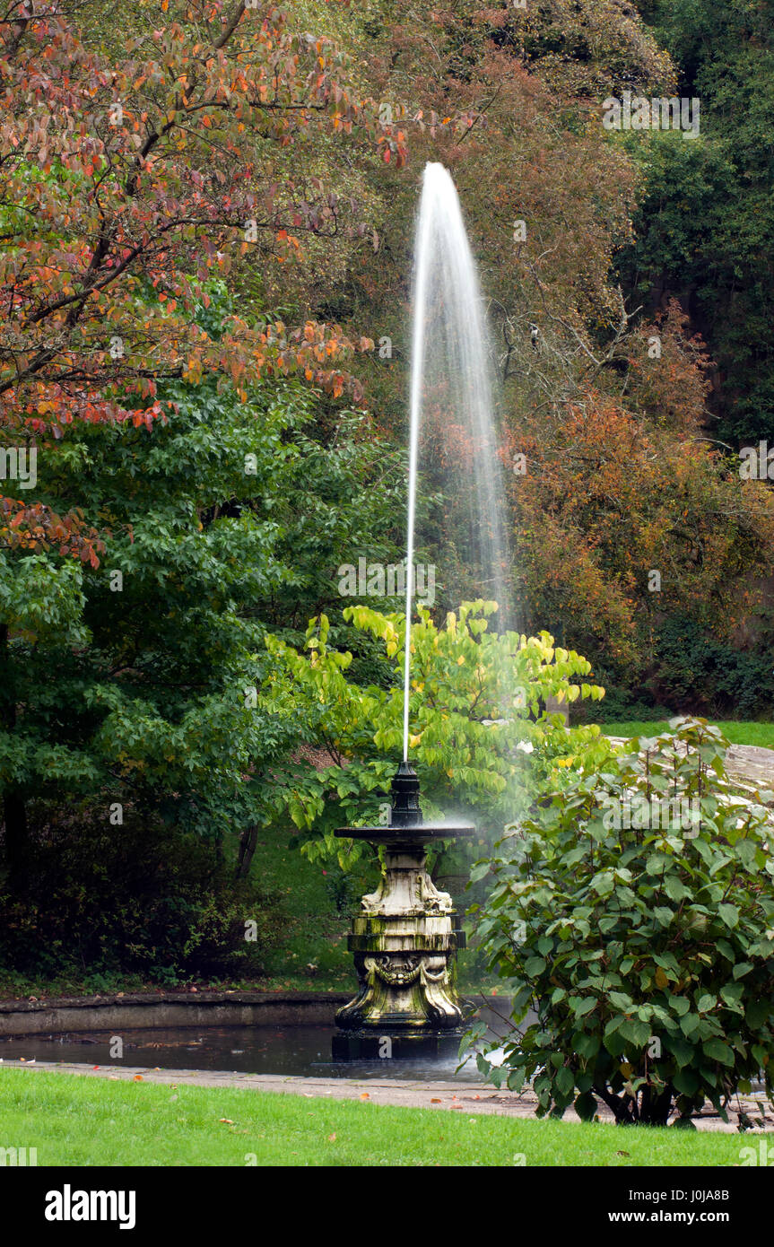 Pond and Fountain in Williamson Park, Lancaster, Lancashire, England