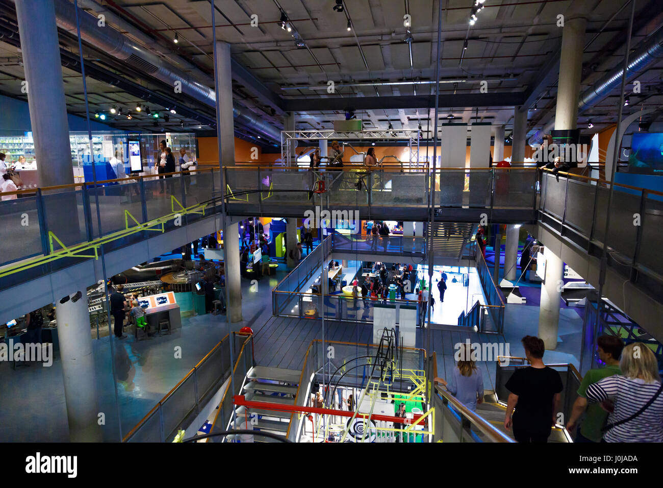 AMSTERDAM, NETHERLANDS - JULY 2, 2016 : General interior view of Nemo Science Museum. Nemo is a popular interactive science and technology museum in A Stock Photo