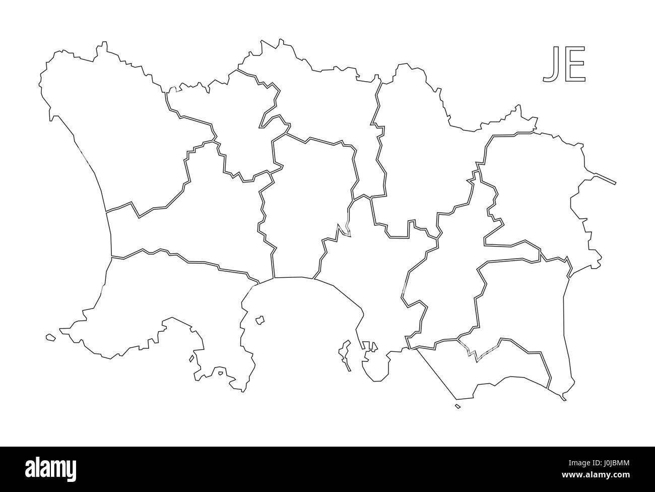 Parish Map Of Jersey Jersey Outline Silhouette Map Illustration With Parishes Stock Vector Image  & Art - Alamy