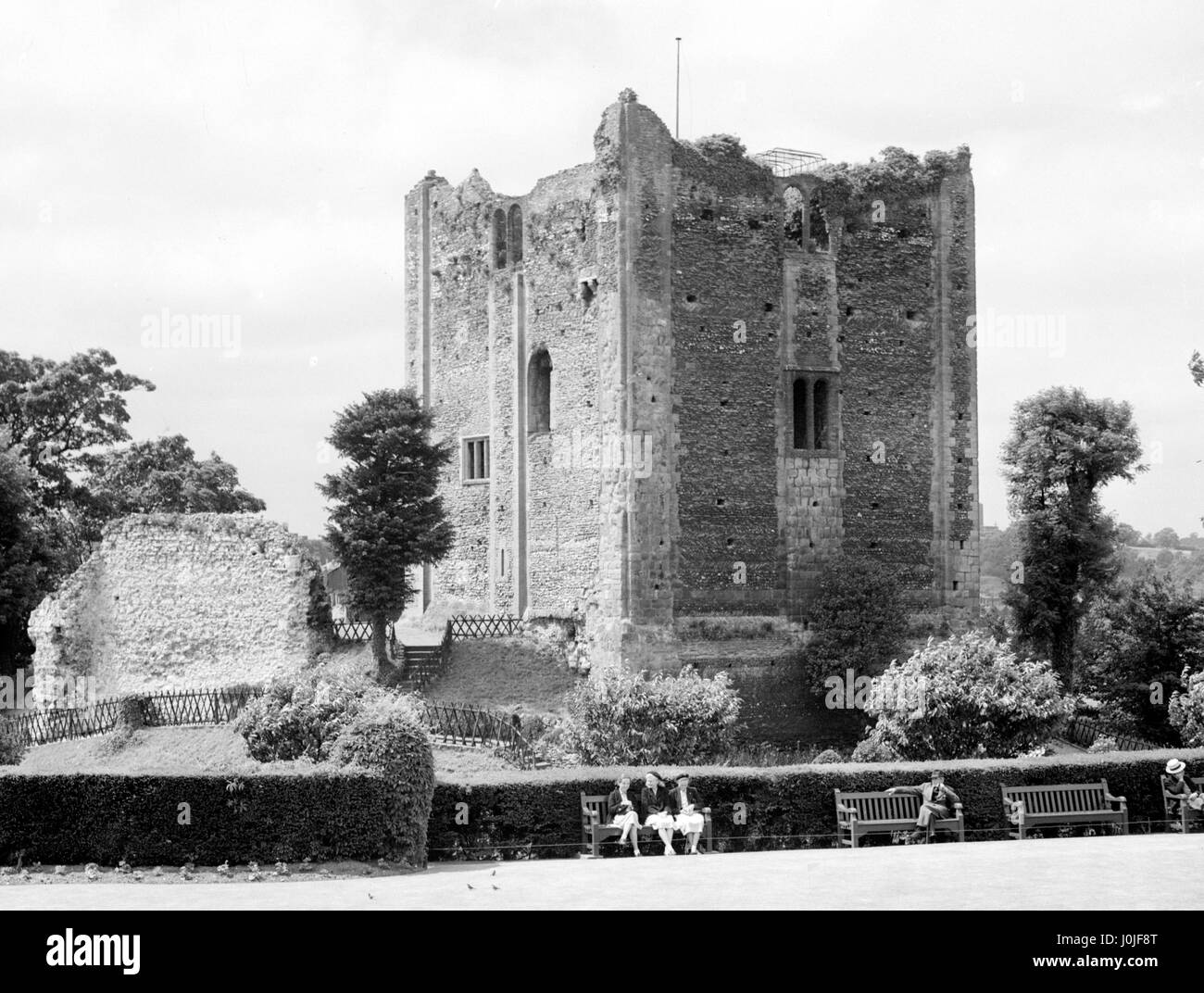 The Castle Keep at Guildford, Surrey, with surrounding gardens. Stock Photo
