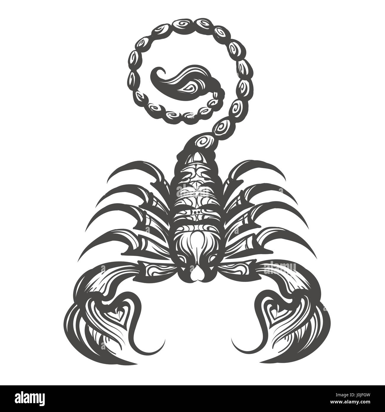 Scorpion drawn in engraving style. Vector illustration. Stock Vector