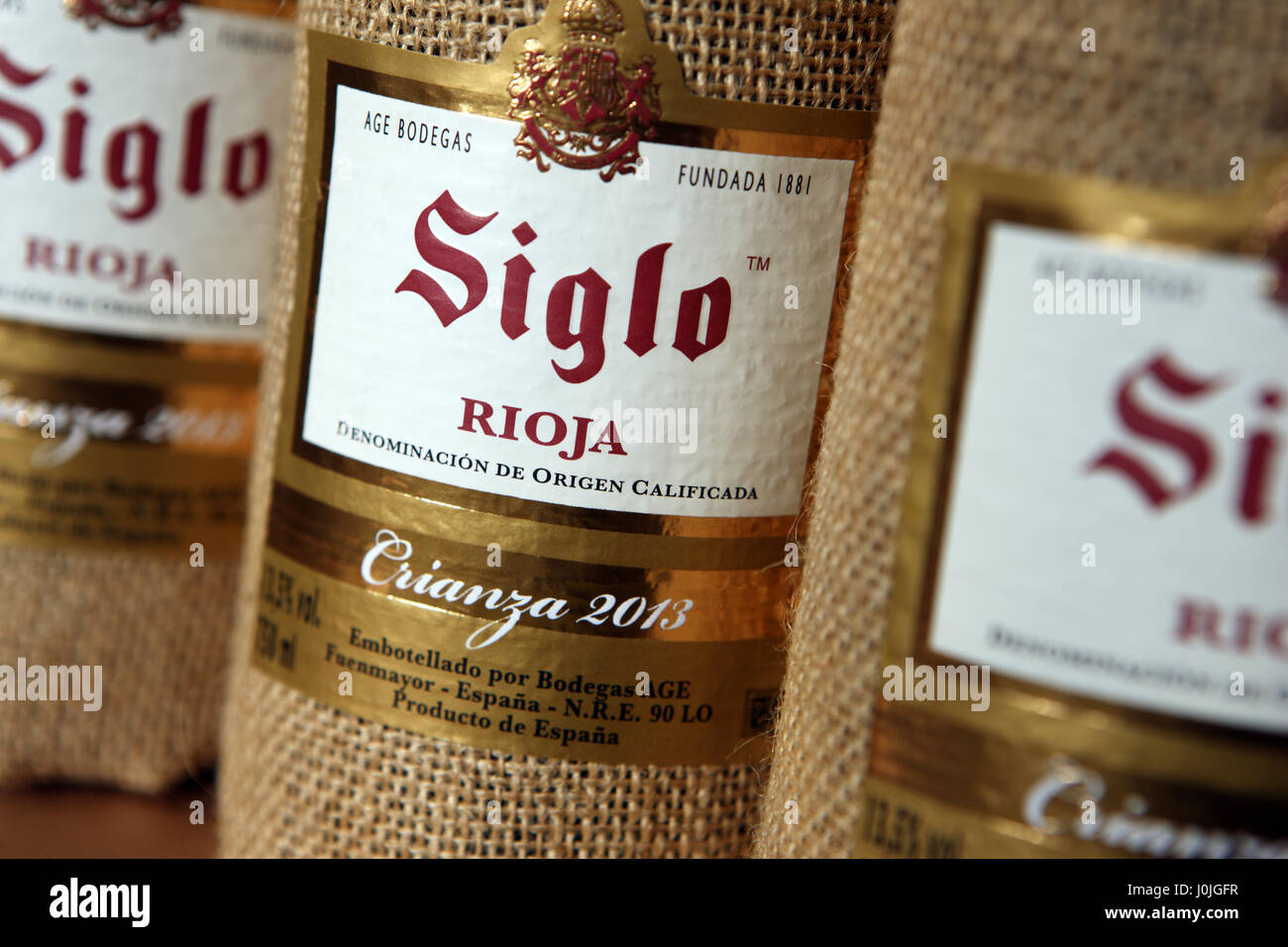 Bottles of Spanish Rioja from the Siglo winery Stock Photo