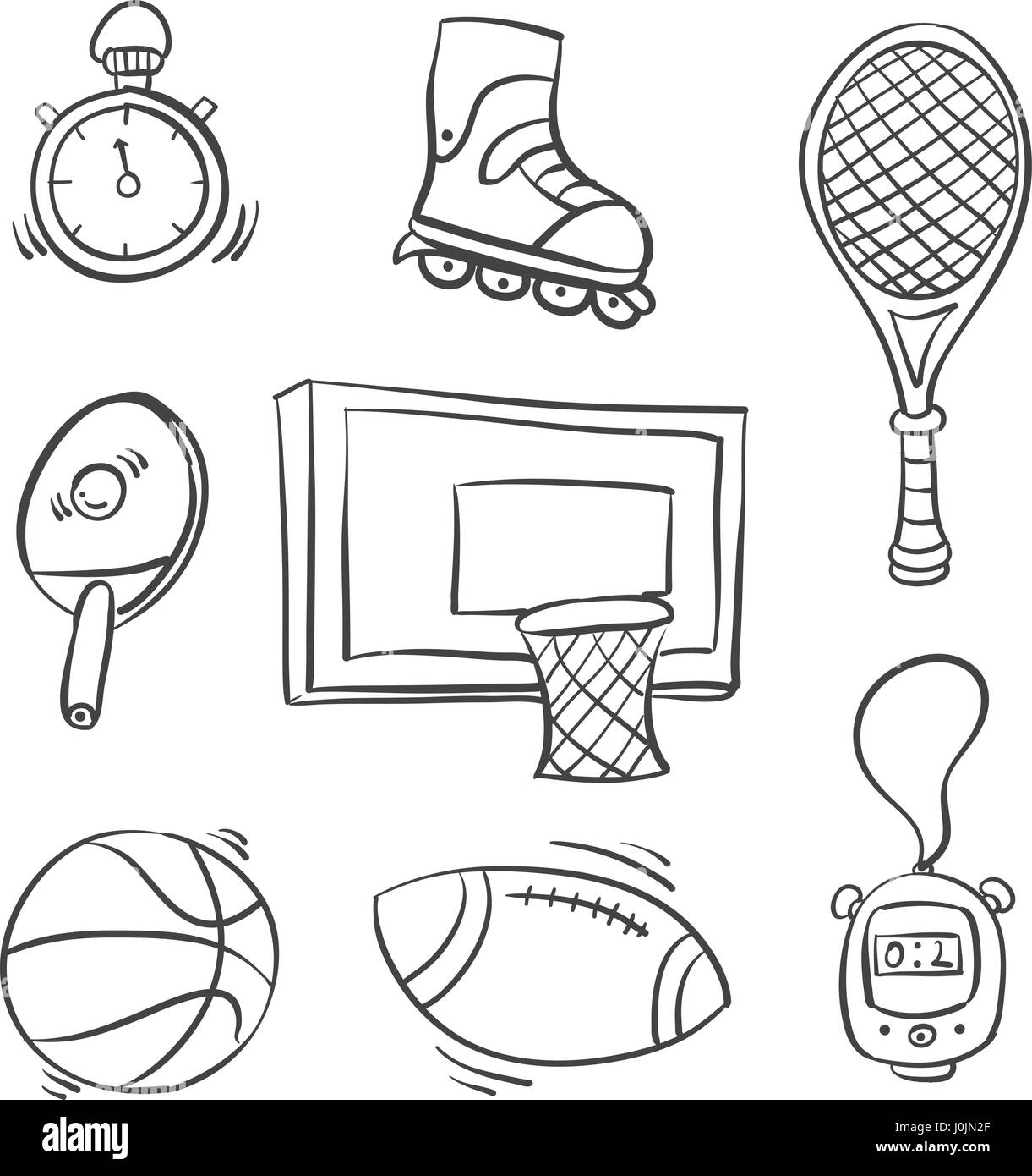 Doodle sport equipment various style vector illustration Stock Vector ...