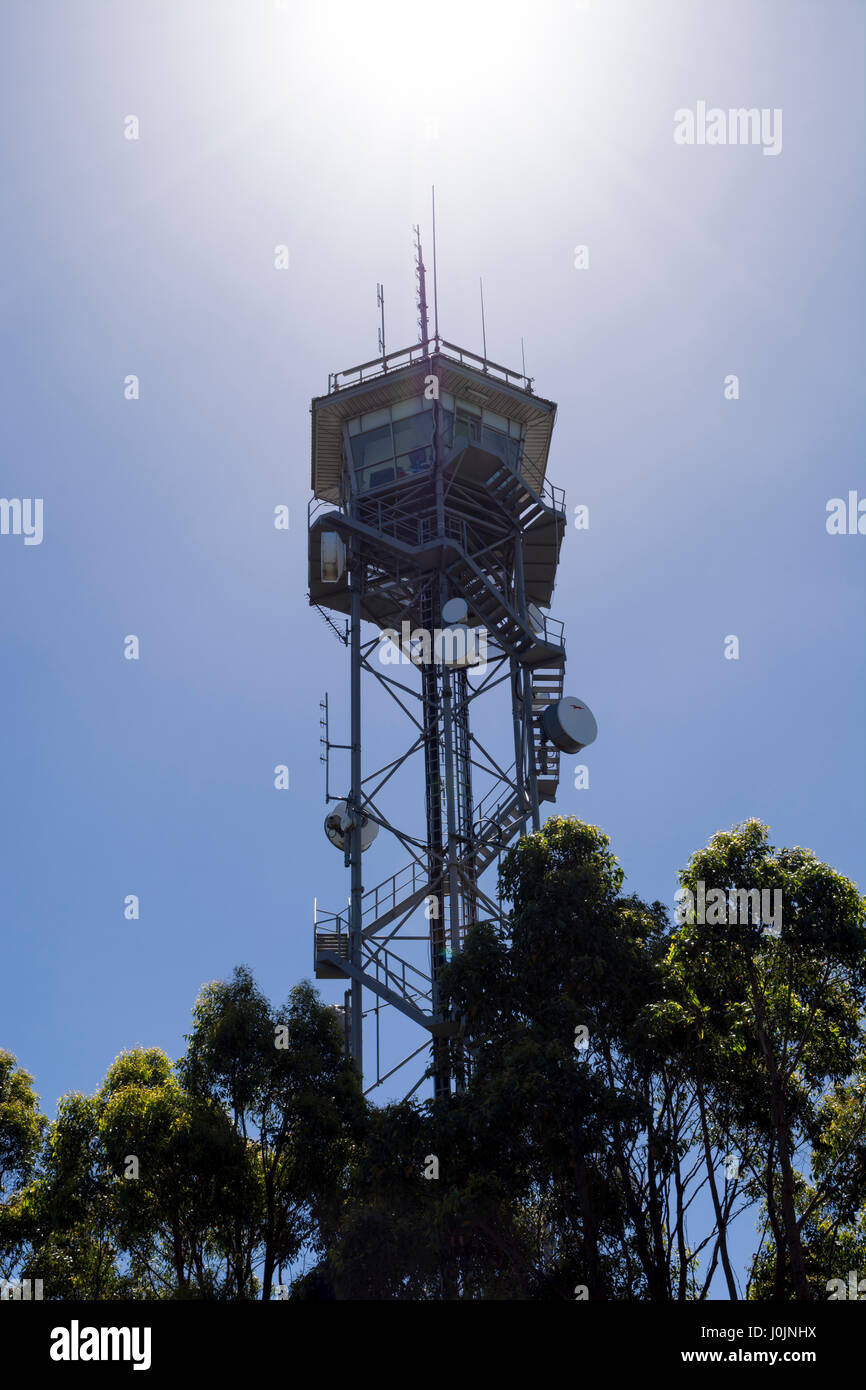 Mount Lofty, South Australia, Australia - 17 Dec 2016: Fire tower at Mount Lofty Summit. Used for spotting fires by the (SACFS) South Australian Count Stock Photo