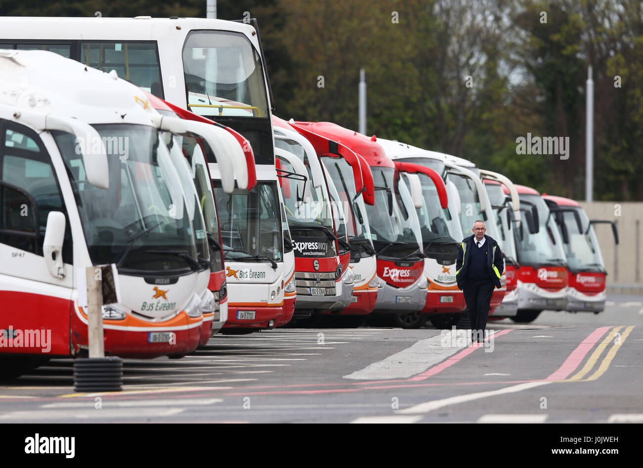 A Bus Eireann worker at the Broadstone bus depot in Dublin, as the week