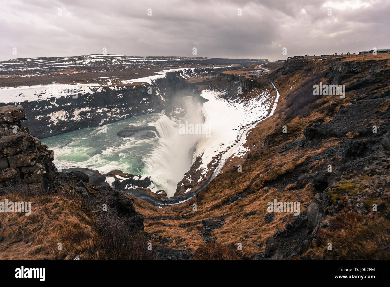 The iconic Gullfoss waterfall, part of the Golden Circle and one of the most popular tourist destinations in Iceland Stock Photo