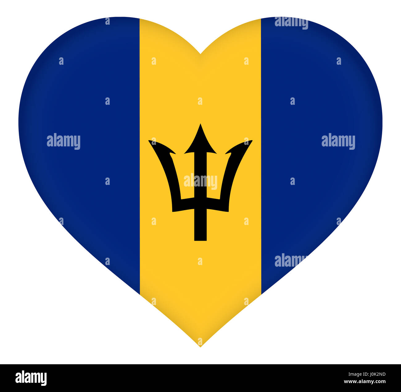 Illustration of the flag of Barbados shaped like a heart Stock Photo