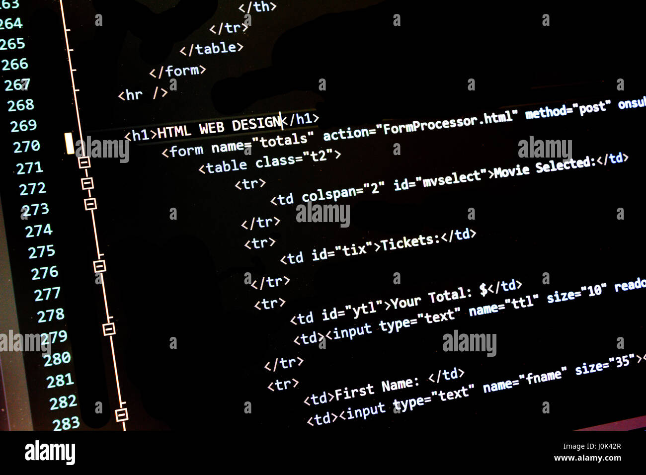 Close up shot of complex computer code Stock Photo