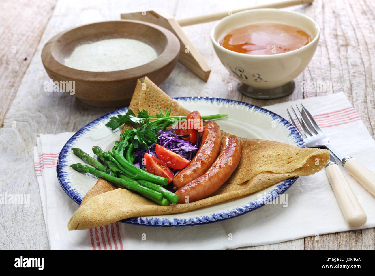 galette du triangle, buckwheat crepe, french brittany cuisine Stock Photo