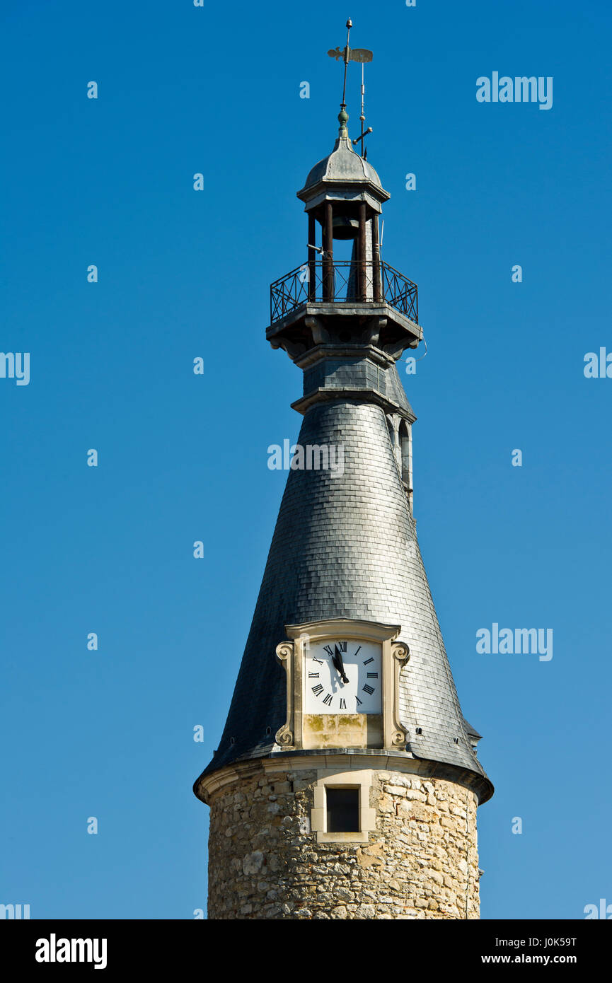 Church tower, St Pourcain-sur Sioule, Allier, Auvergne, France Stock Photo