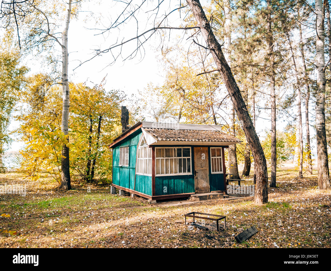 The house in the woods. Shed in a woods Stock Photo Alamy
