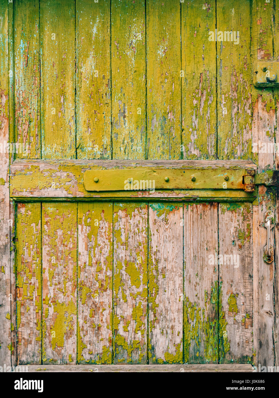 Green doors. Wood texture. Old shabby, irradiated paint. Old wooden