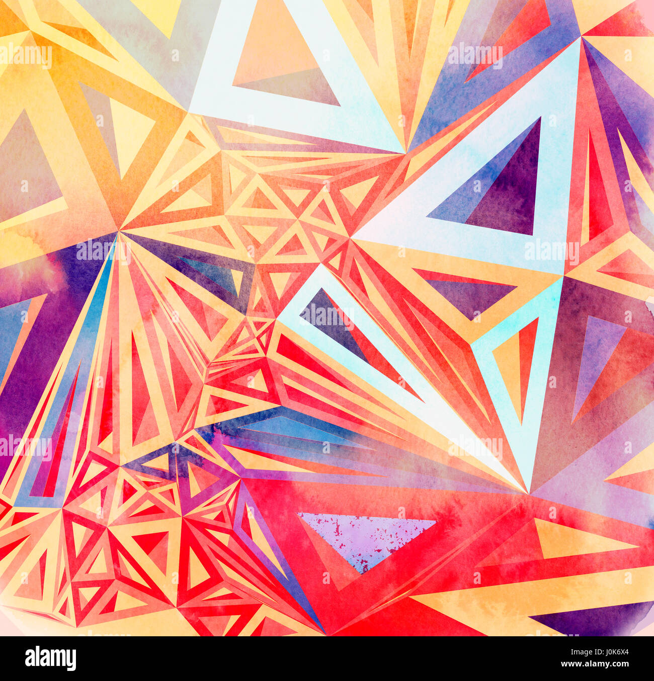 Watercolor abstract colorful background with geometry elements ...