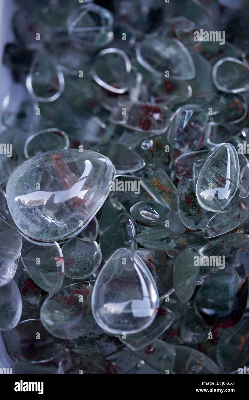 Transparent polished crystal stones Stock Photo